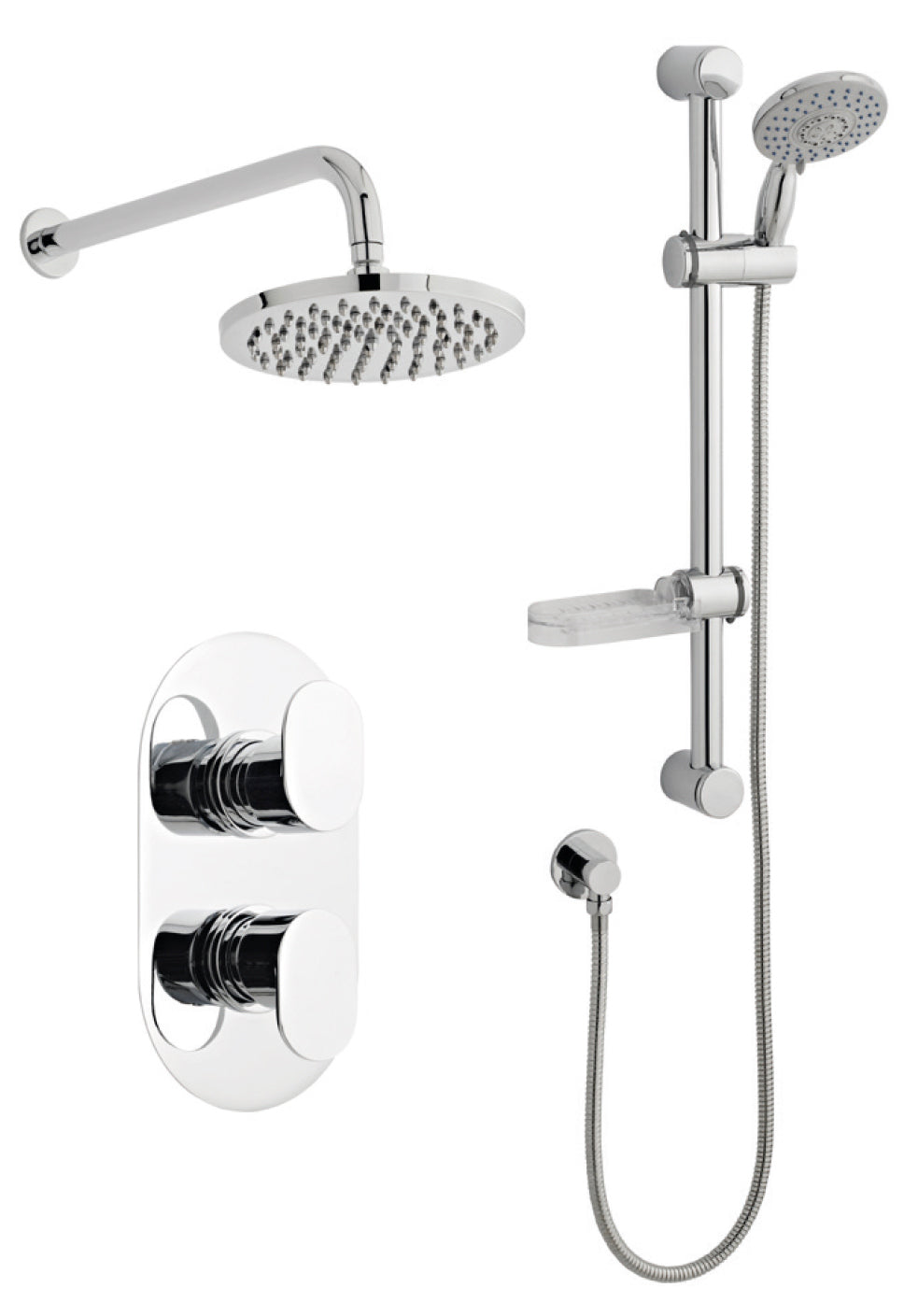 Logik Option 3 Thermostatic Concealed Shower with Adjustable Slide Rail Kit and Overhead Drencher