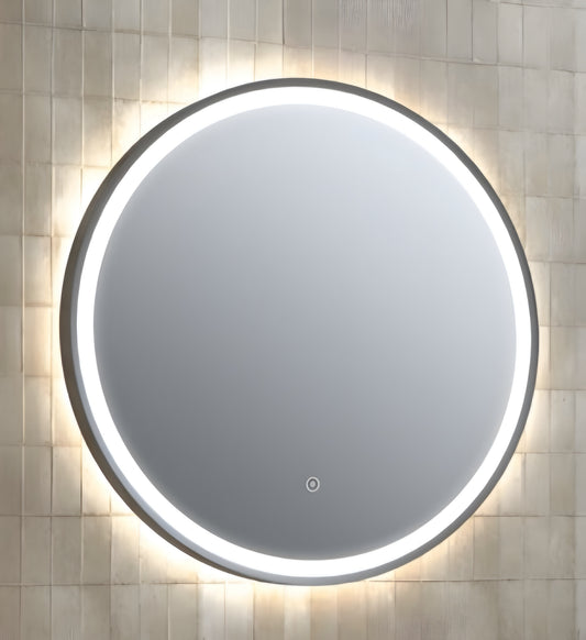 Alan T. Carr Clio Round 600mm Circular Led Mirror Demister Pad/Sensor Switch Matt Black MIR628