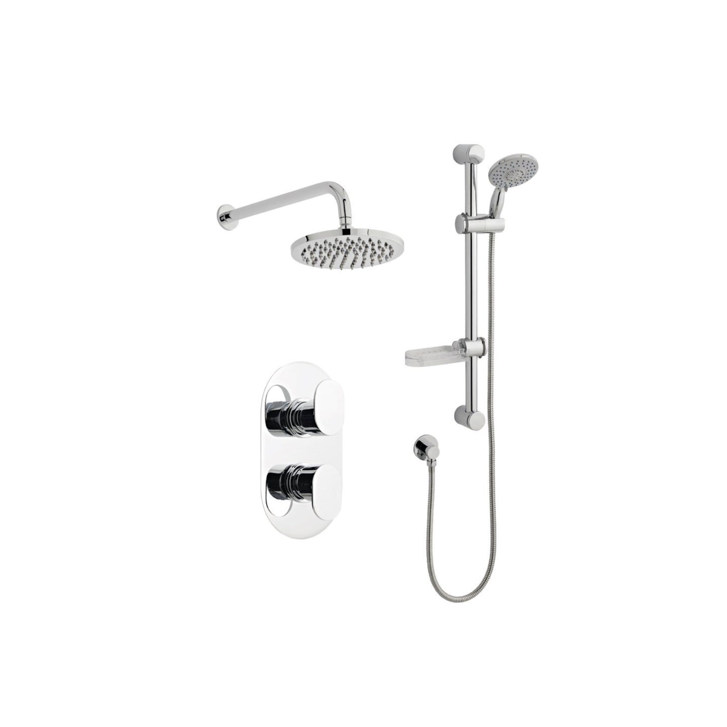 Logik Option 3  Thermostatic Concealed Shower with Adjustable Slide Rail Kit and Overhead Drencher