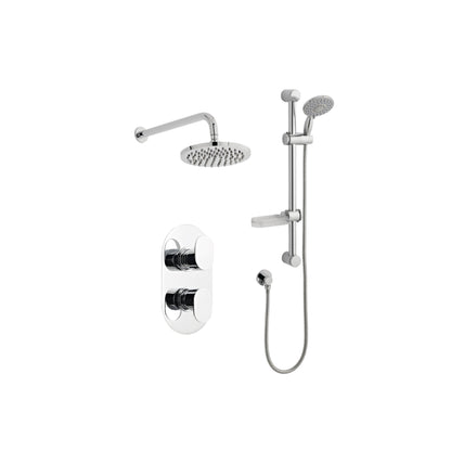 K Vit Logik Option 3  Thermostatic Concealed Shower with Adjustable Slide Rail Kit and Overhead Drencher