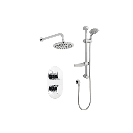 Logik Option 3  Thermostatic Concealed Shower with Adjustable Slide Rail Kit and Overhead Drencher