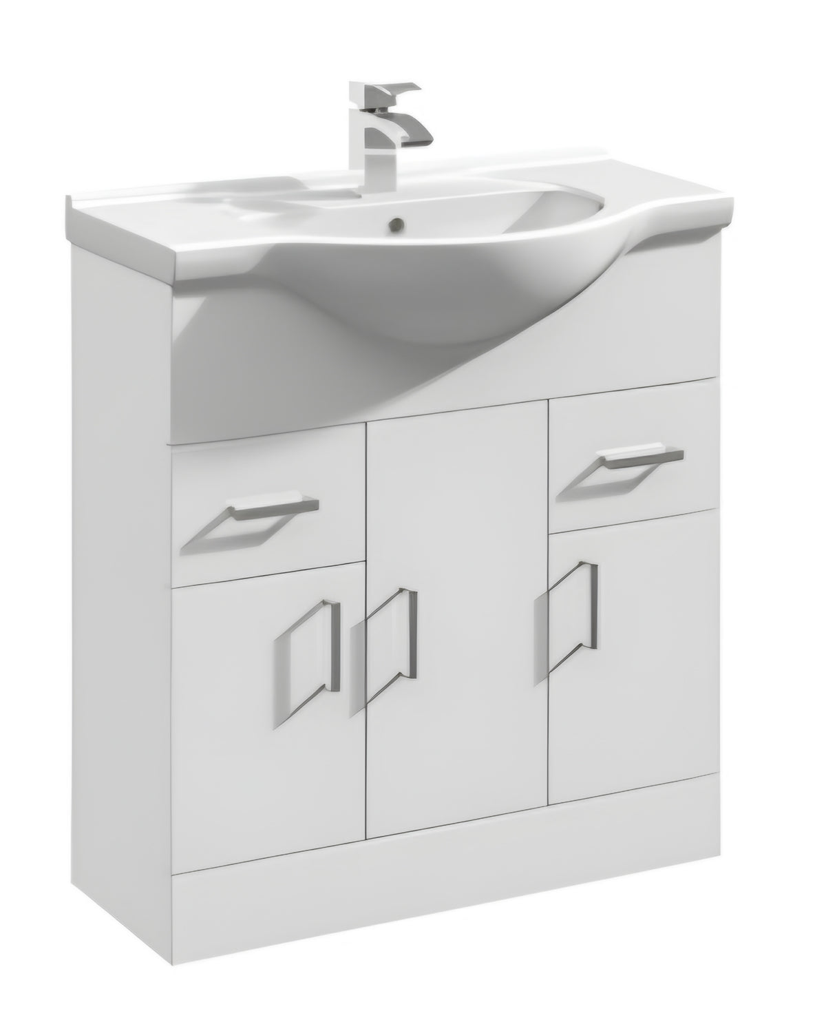 Alan T. Carr Classic Floor Standing Doors, Drawers Unit & Basin White