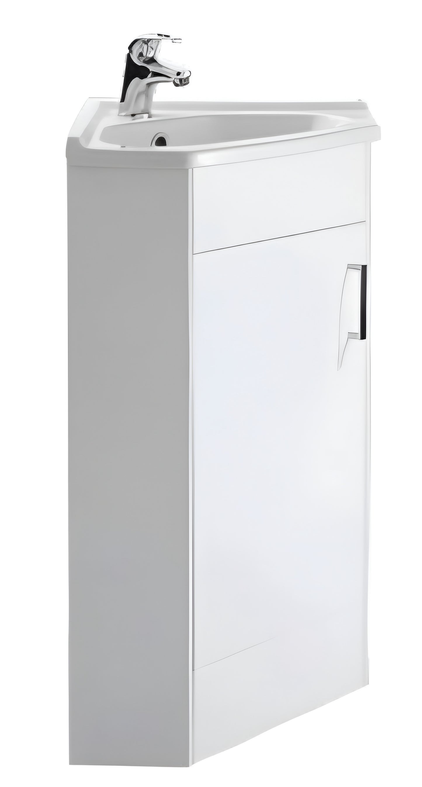 Alan T. Carr White Corner Cloakroom Floor Standing Unit & Basin