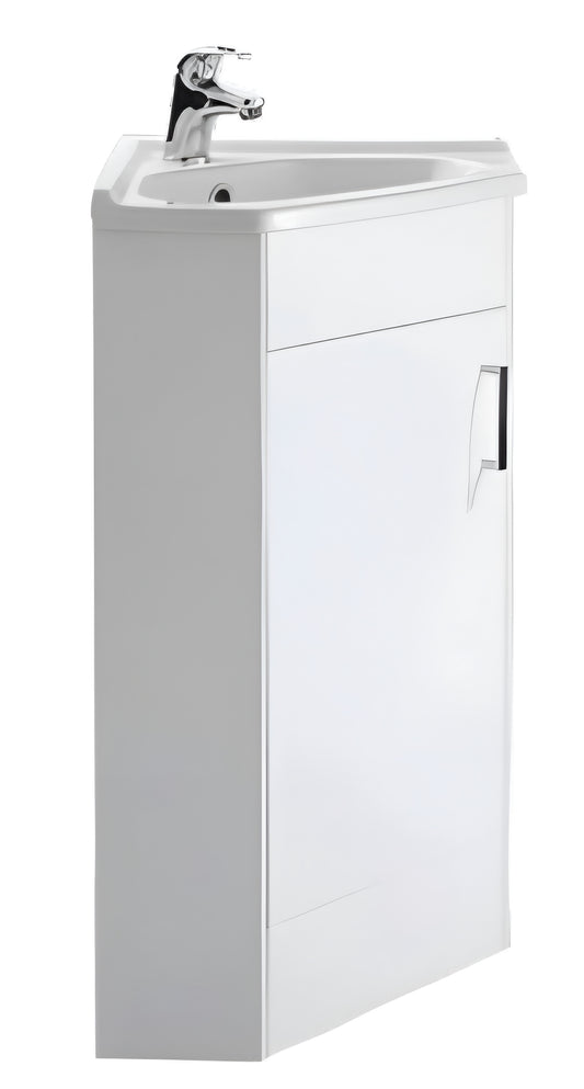 Alan T. Carr White Corner Cloakroom Floor Standing Unit & Basin