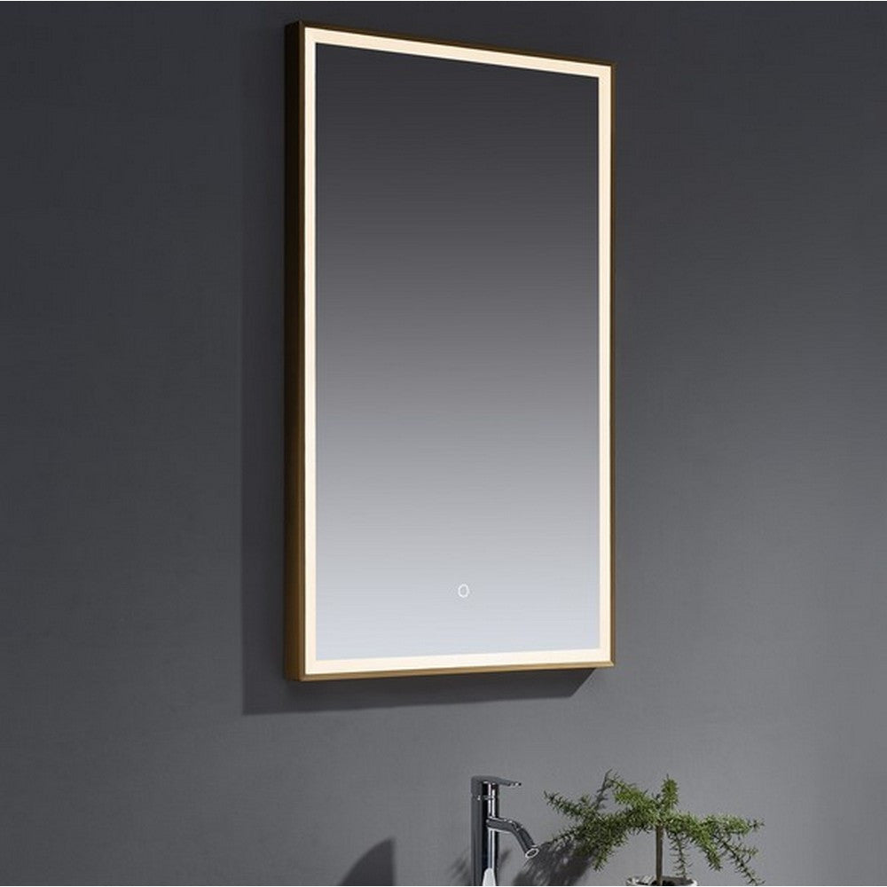 Winchcombe Led Mirror Halo Touch Sensor Anti-Fog Demister 3 Tone Led Ambient Lighting  Bluetooth Integrated Speakers Brushed Brass Frame 1000 x 600mm