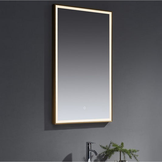 Winchcombe Led Mirror Halo Touch Sensor Anti-Fog Demister 3 Tone Led Ambient Lighting  Bluetooth Integrated Speakers Brushed Brass Frame 1000 x 600mm