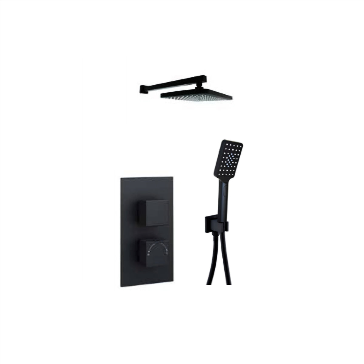 K Vit Nero Option 5  Thermostatic Concealed Shower with Separate Handshower and Fixed Overhead Drencher
