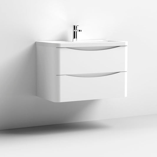 Nuie Halite Larisa Waterproof Wall Hung 600/800mm 2 Drawer Satin White