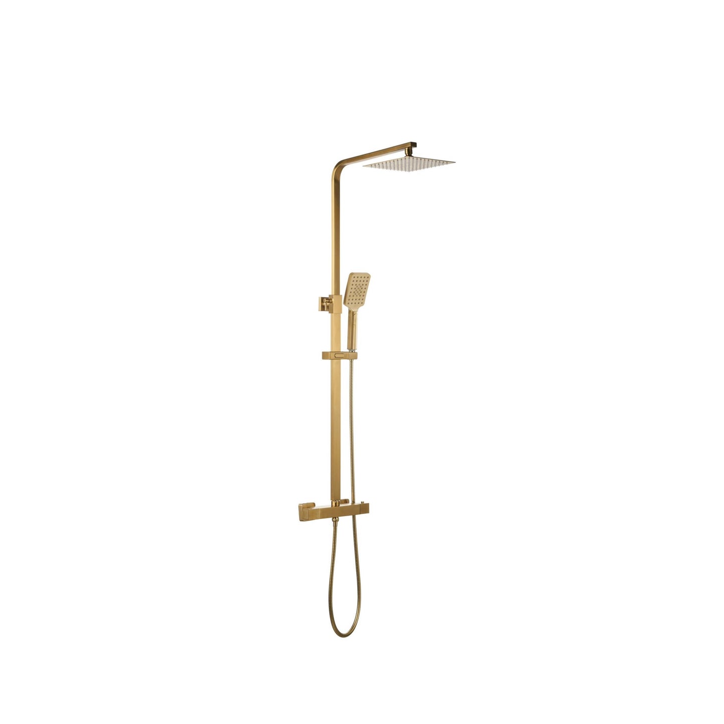 Matrix Square Twin Brushed Brass Shower