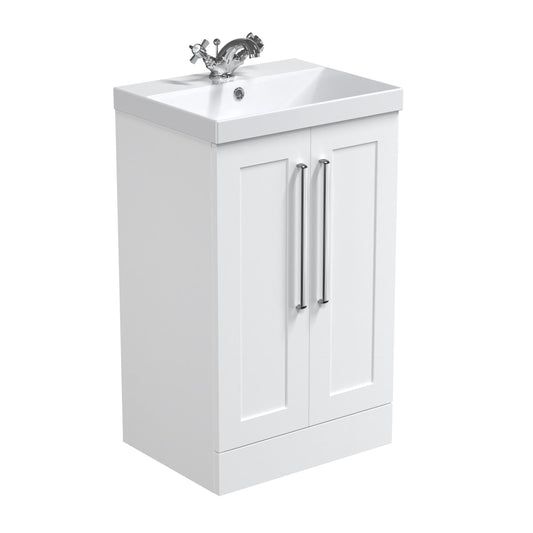 Nuie Halite Caralis Waterproof Floor Standing 500/600mm 2 Door Satin White