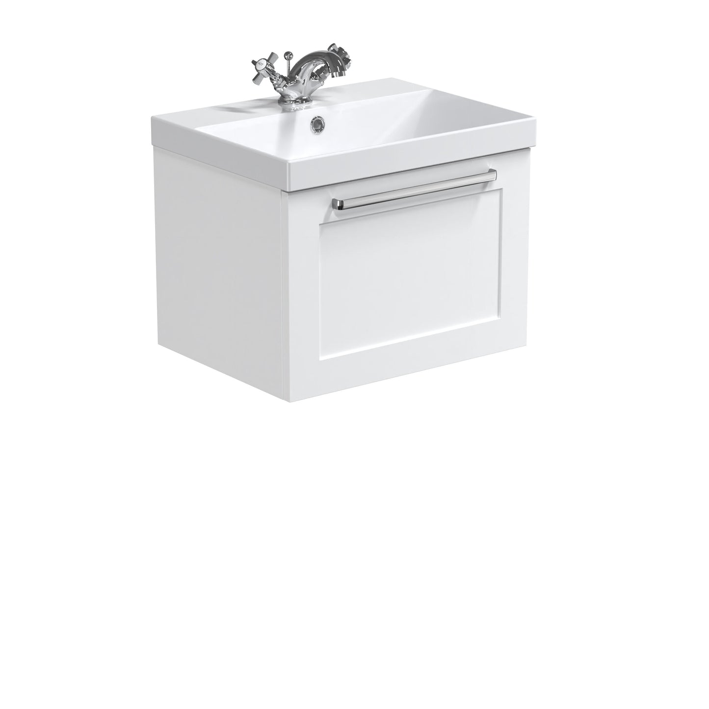 Nuie Halite Caralis Waterproof Wall Hung 500/600mm 1 Drawer Satin White