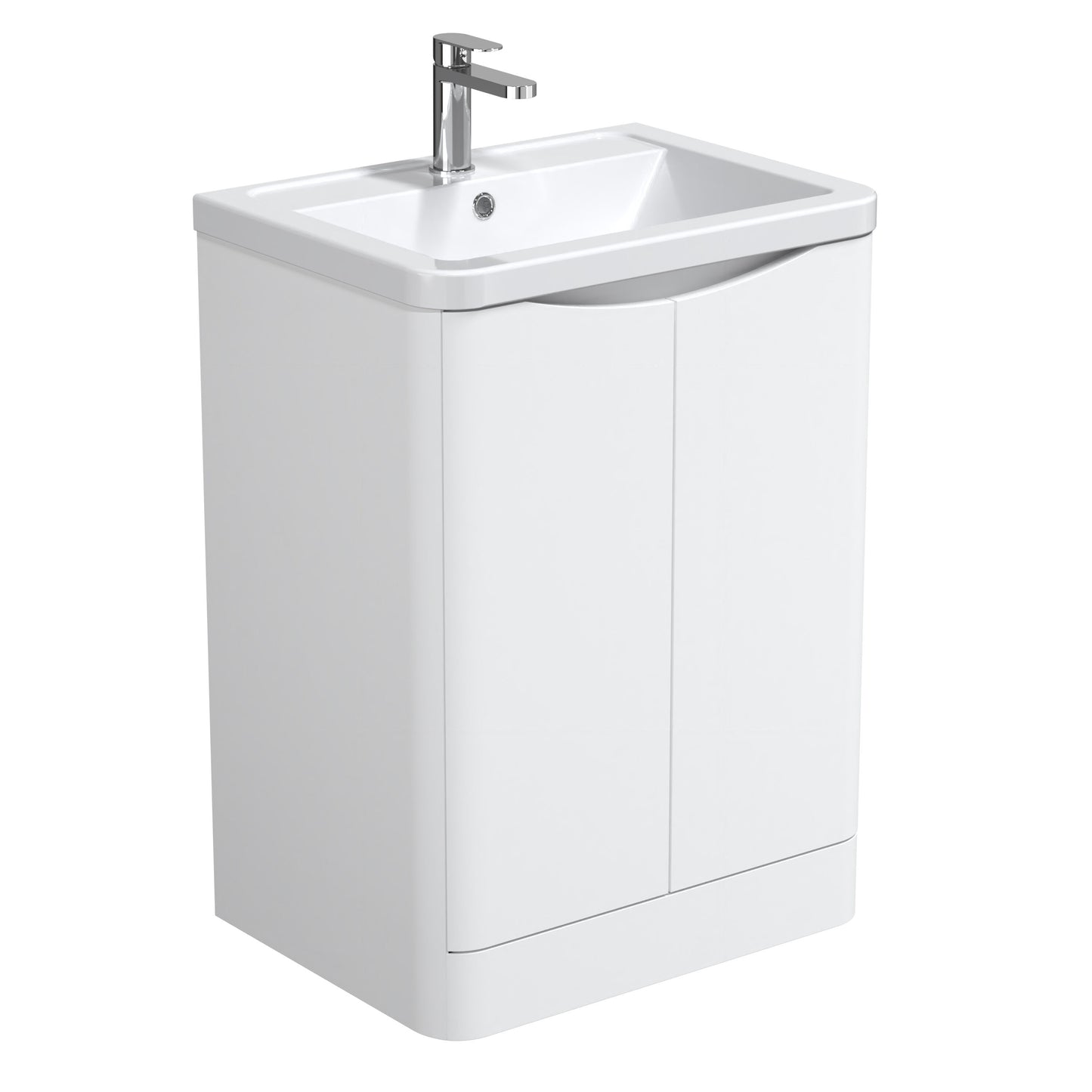 Nuie Halite Larisa Waterproof Floor Standing 600mm 2 Door Satin White