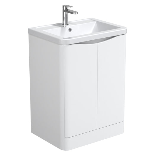 Nuie Halite Larisa Waterproof Floor Standing 600mm 2 Door Satin White