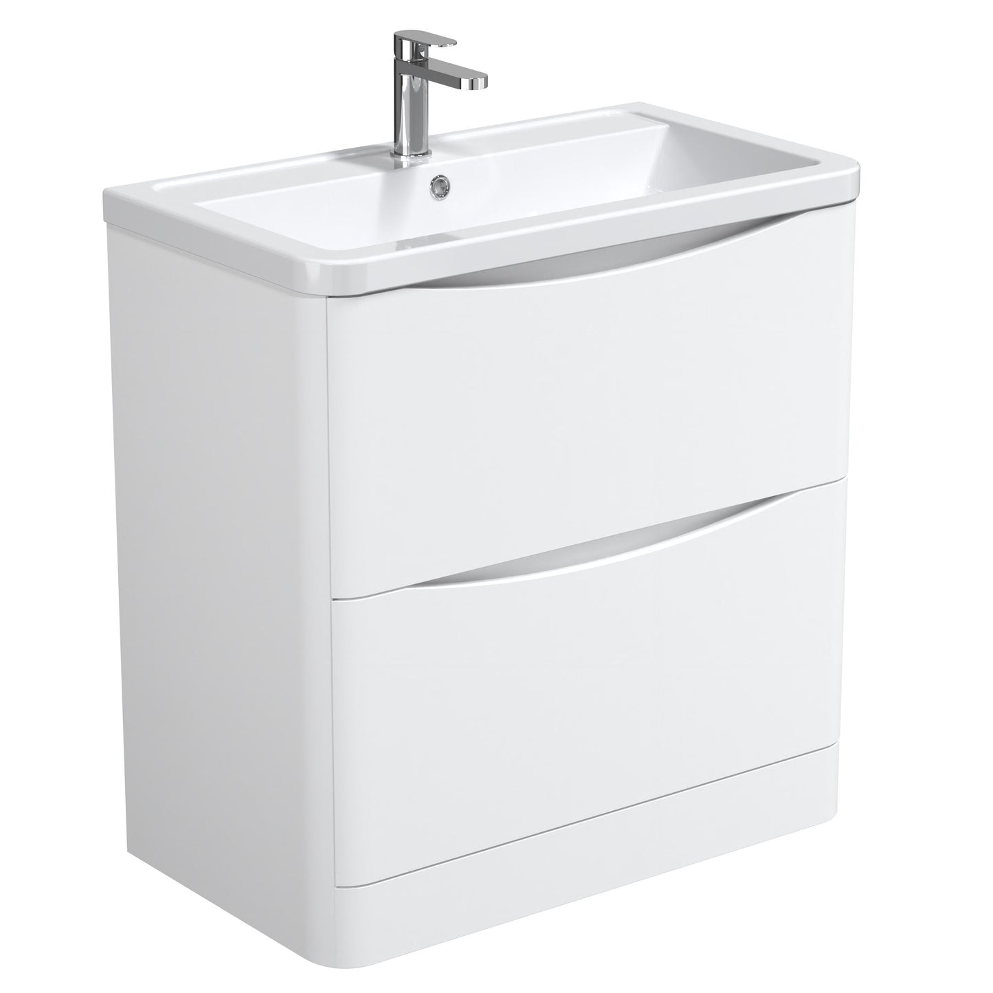 Nuie Halite Larisa Waterproof Floor Standing 600/800mm 2 Drawer Satin White