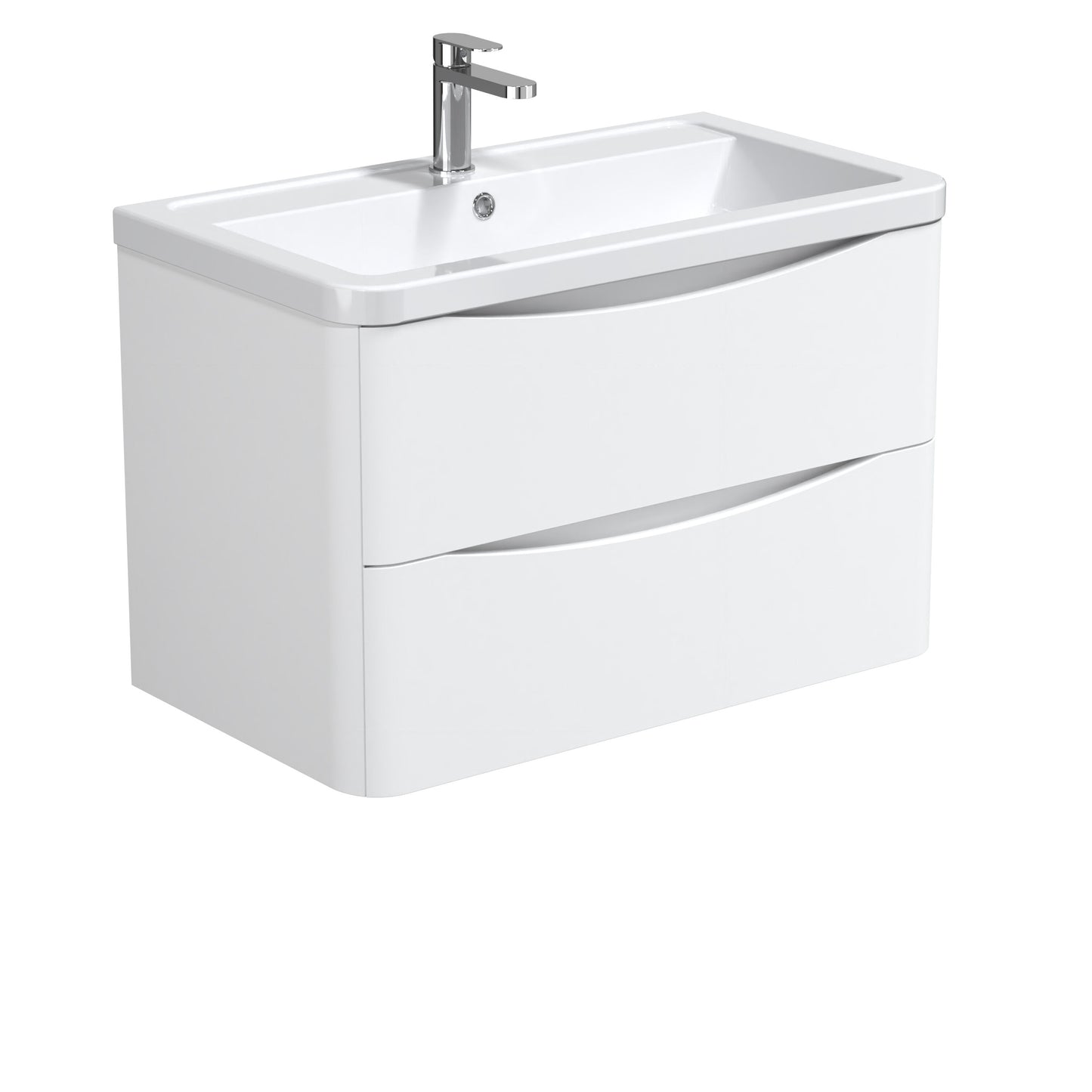 Nuie Halite Larisa Waterproof Wall Hung 600/800mm 2 Drawer Satin White