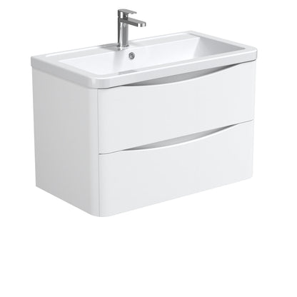 Nuie Halite Larisa Waterproof Wall Hung 600/800mm 2 Drawer Satin White