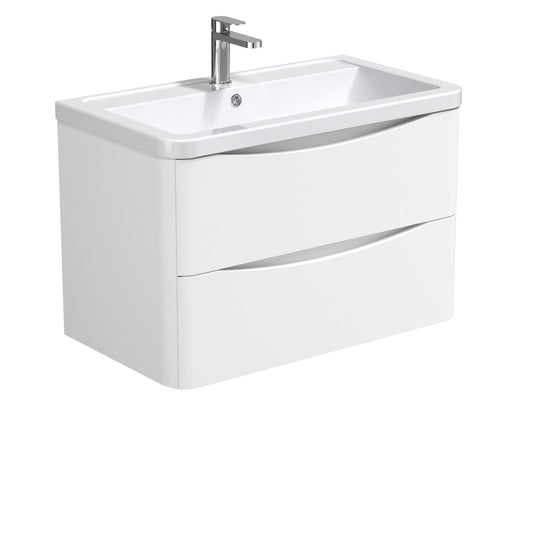 Nuie Halite Larisa Waterproof Wall Hung 600/800mm 2 Drawer Satin White