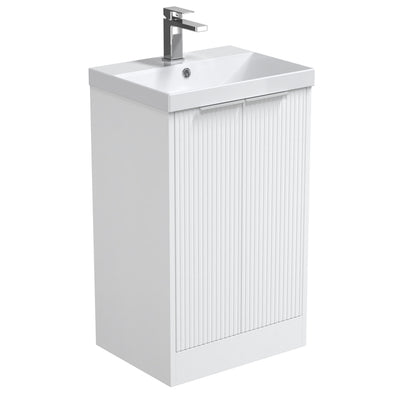 Nuie Halite Salona Waterproof Floor Standing 500/600mm 2 Door Satin White