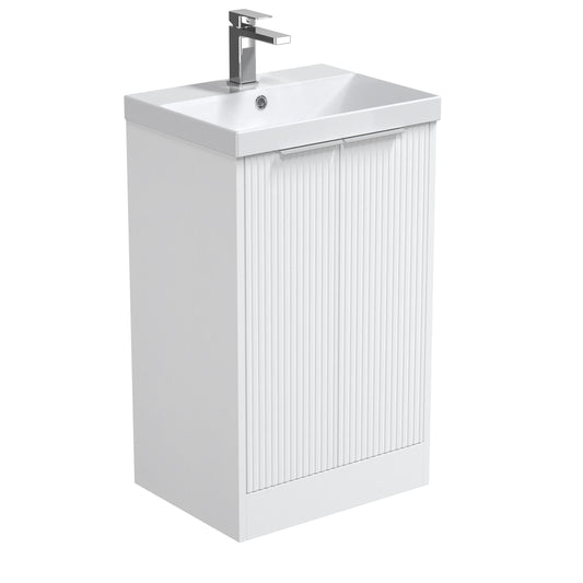 Nuie Halite Salona Waterproof Floor Standing 500/600mm 2 Door Satin White