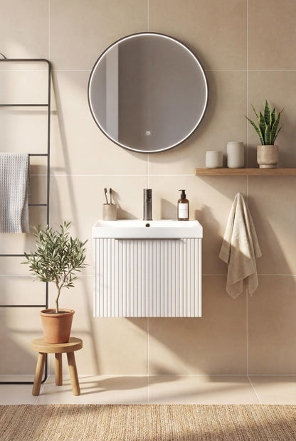 Nuie Halite Salona Waterproof Wall Hung 500/600mm 1 Drawer Satin White