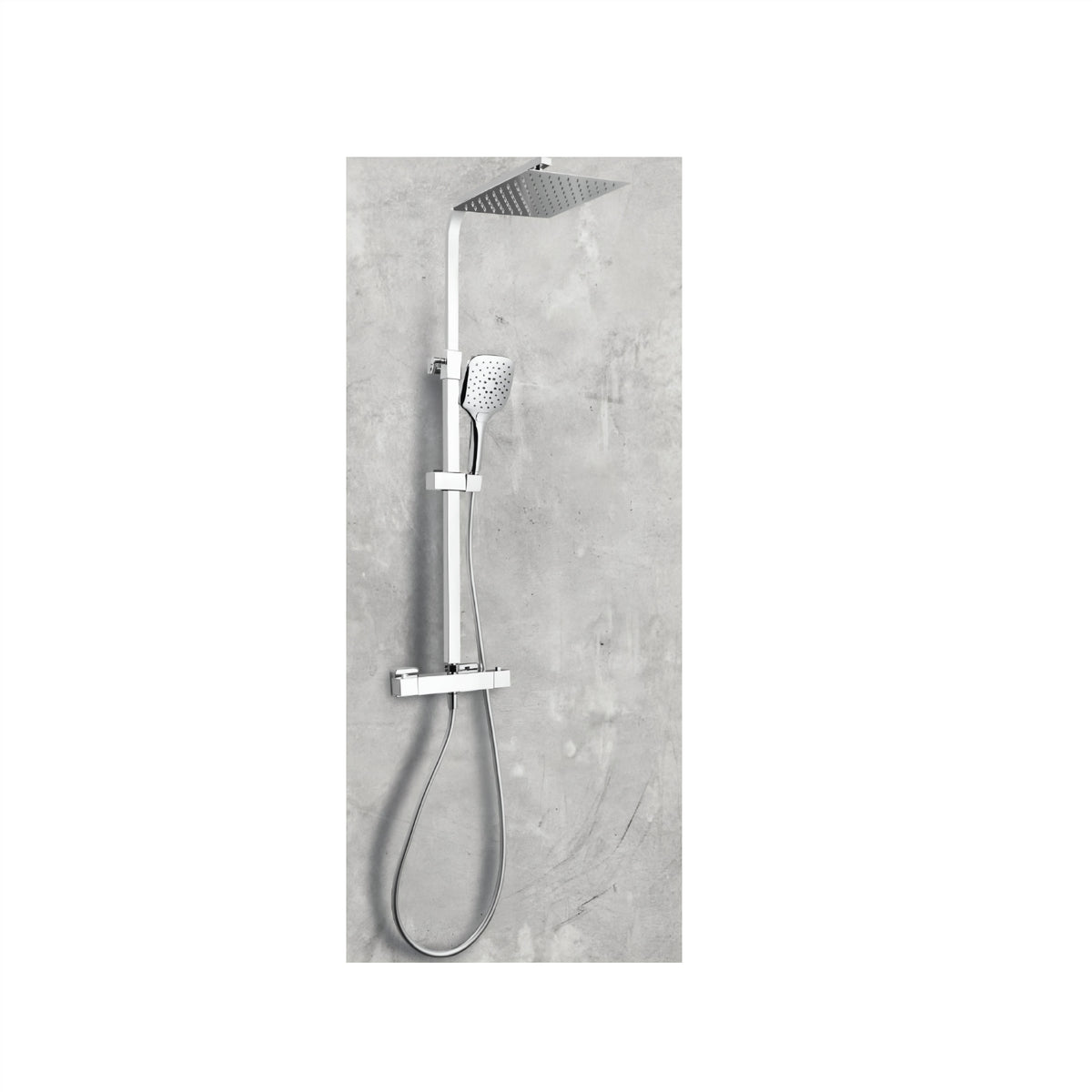 Scudo Heiler Chrome Square Cool Touch Rigid Riser Shower