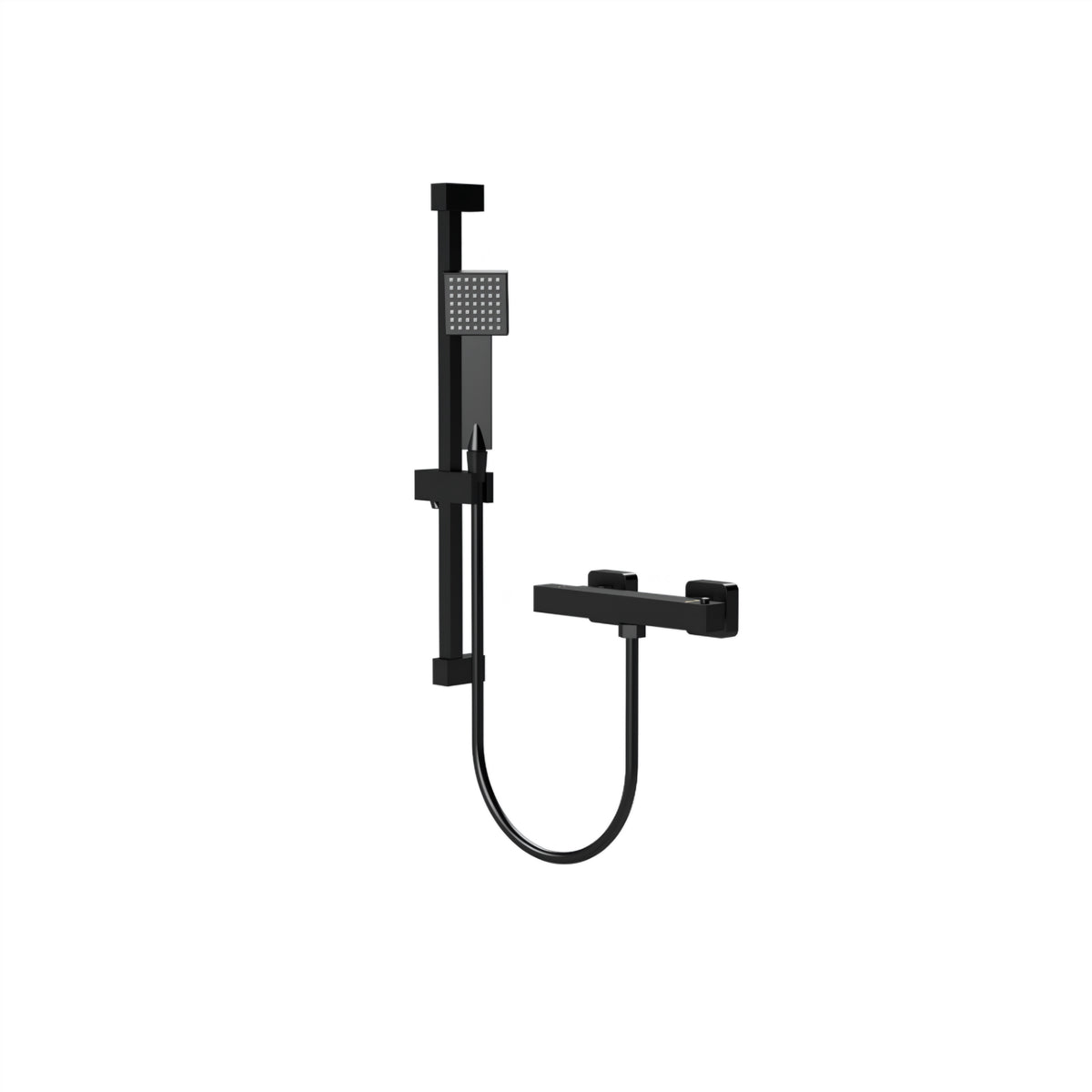 Nuie VBS427K Square Black Bar Shower with Adjustable Slide Rail Kit
