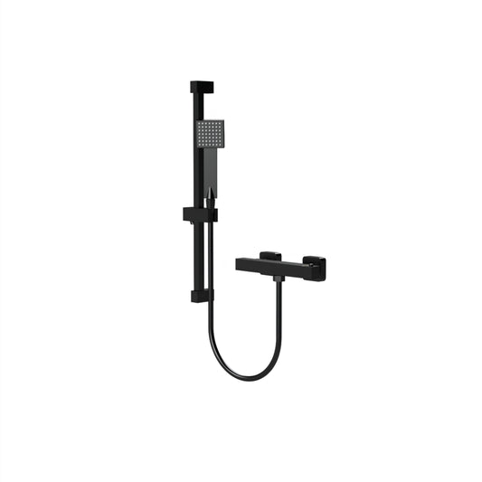 Nuie VBS427K Square Black Bar Shower with Adjustable Slide Rail Kit