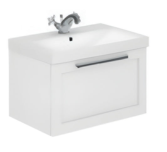 Nuie Halite Caralis Waterproof Wall Hung 500/600mm 1 Drawer Satin White
