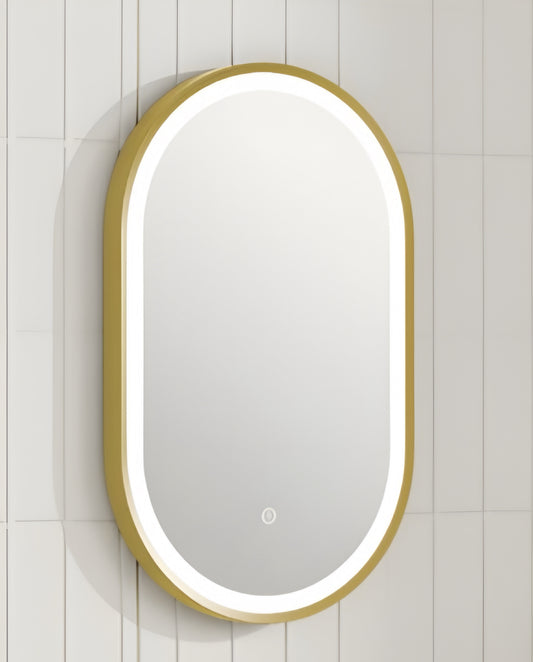 Alan T. Carr Joya 650 x 400mm Led Mirror Demister Pad/Sensor Switch Brushed Brass MIR646
