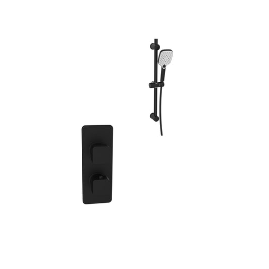 K Vit Kolt Option 4 Thermostatic Shower With Adjustable Slide Rail Kit Matt Black