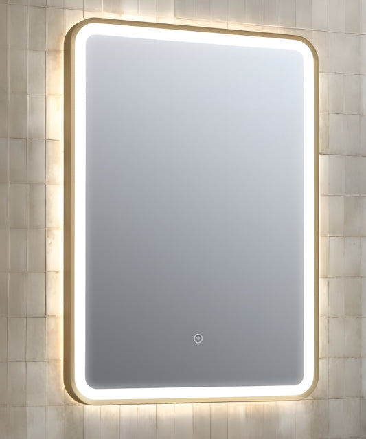 Alan T. Carr Allegra 700 x 500mm Led Mirror Demister Pad/Sensor Switch Brushed Brass MIR639