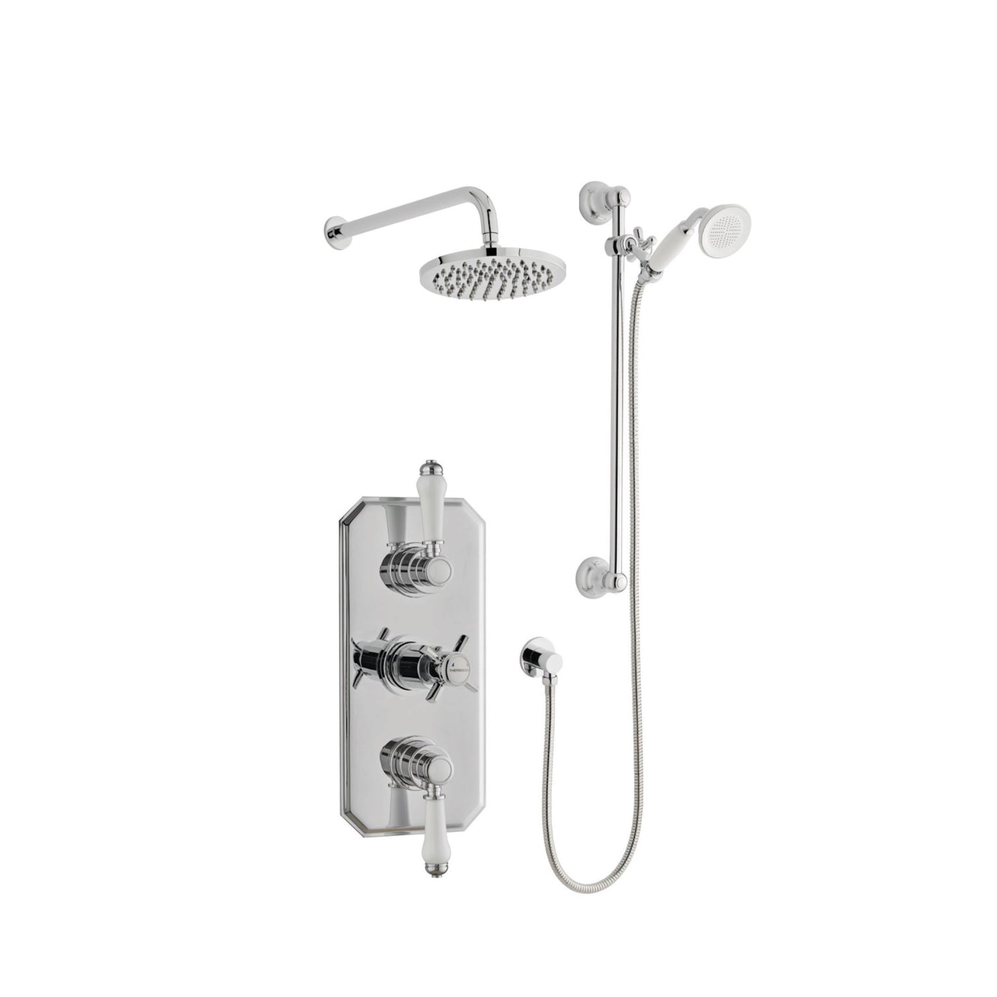 Klassique Option 5 Triple Thermostatic Concealed Shower with Adjustable Slide Rail Kit and Overhead Drencher