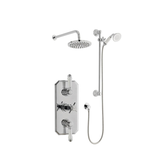 Klassique Option 5 Triple Thermostatic Concealed Shower with Adjustable Slide Rail Kit and Overhead Drencher