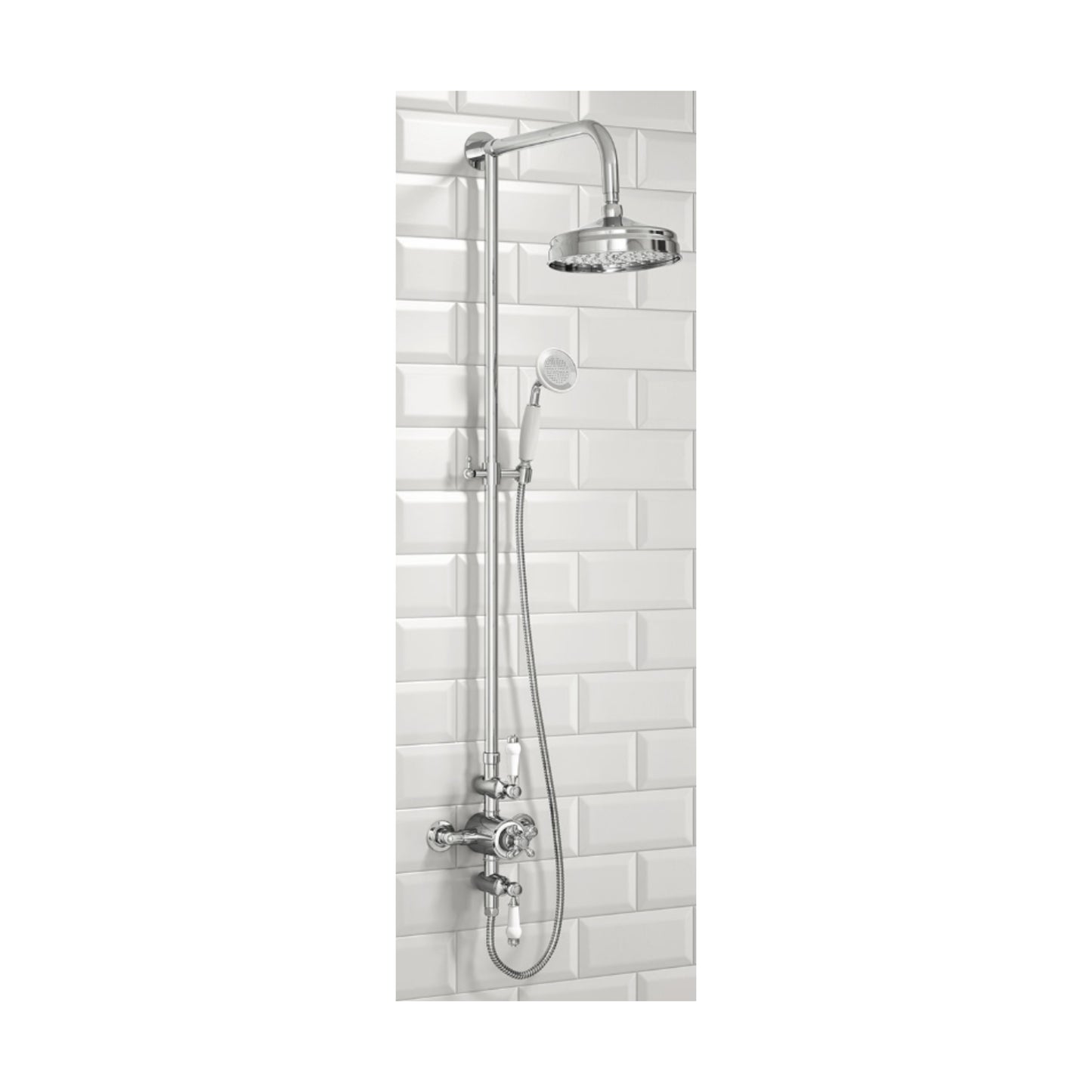 Scudo Traditional Chrome Fixed Head Rigid Riser Shower & Handset