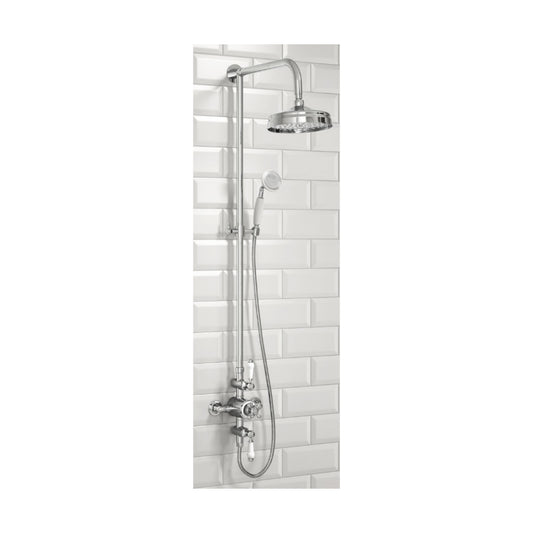 Scudo Traditional Chrome Fixed Head Rigid Riser Shower & Handset