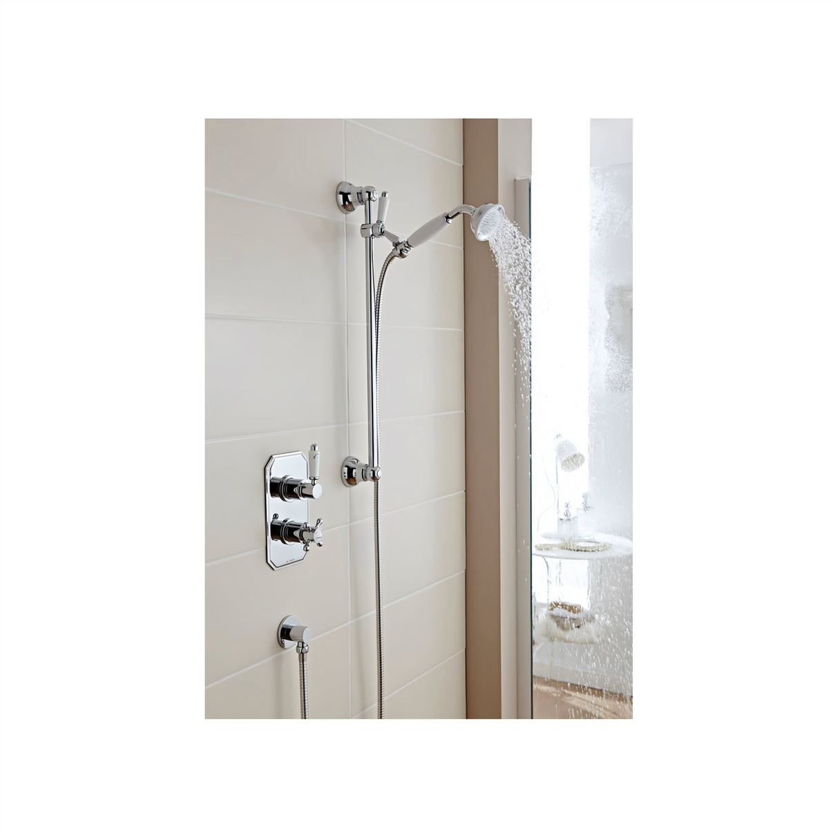 K Vit Viktory Option 4 Thermostatic Concealed Shower with Adjustable Slide Rail Kit