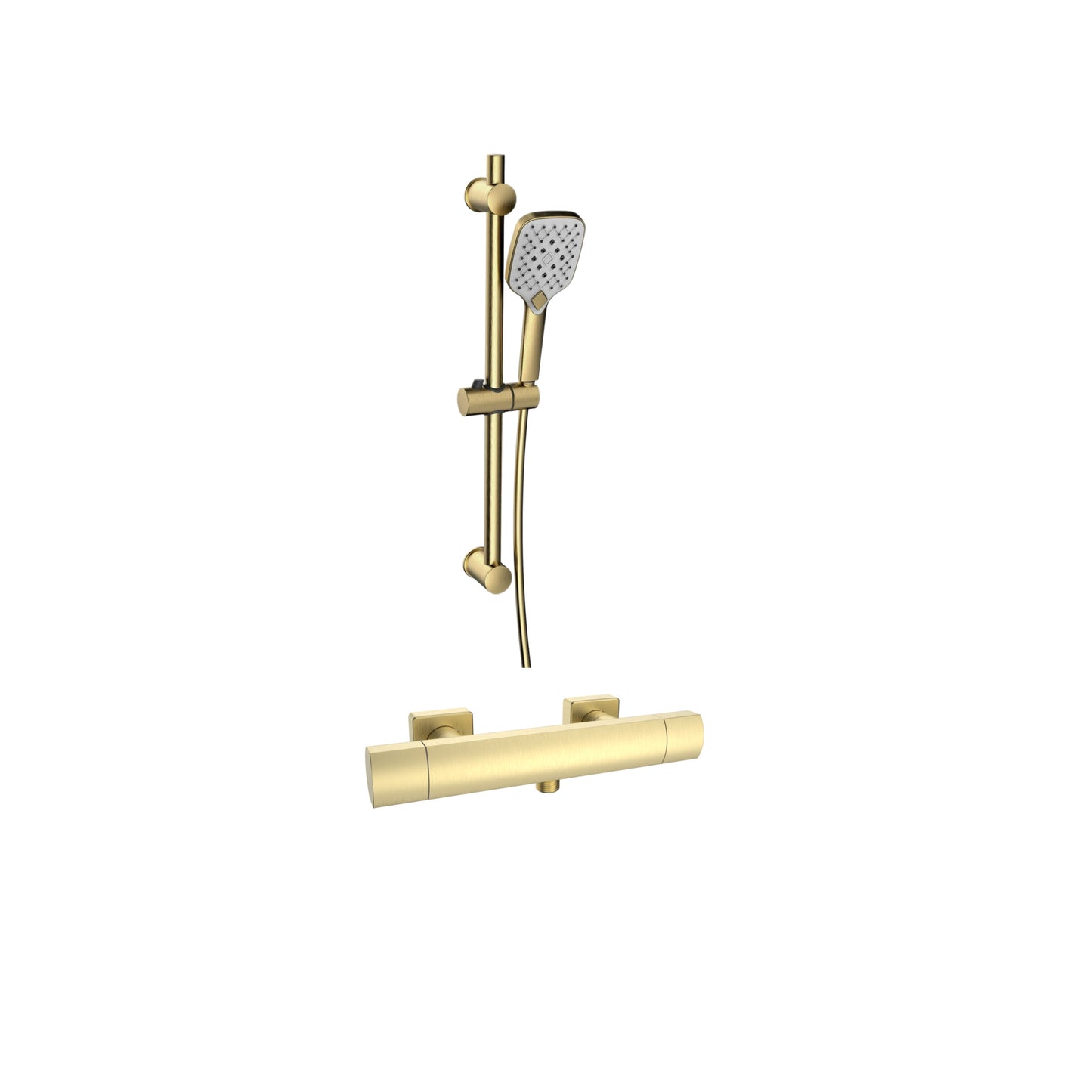 K Vit Kolt Options 2 Thermostatic Bar Shower With Adjustable Slide Rail Kit Brushed Brass