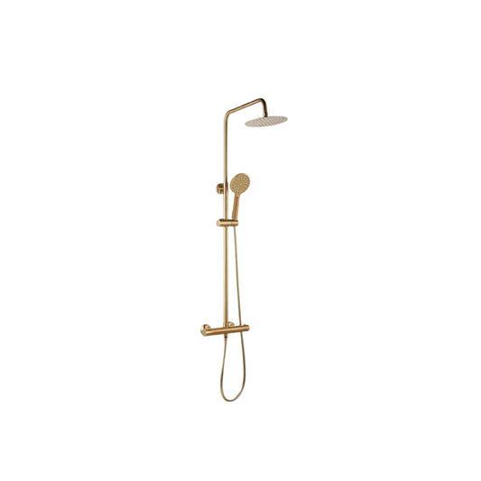 Soho Round Twin Brushed Brass Shower