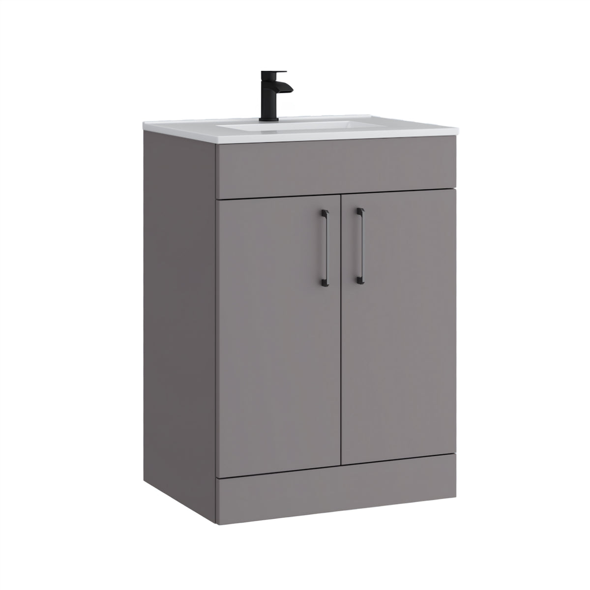 K Vit Dove 500/600mm Floor Standing 2 Door Unit & Ceramic Basin Slate Grey