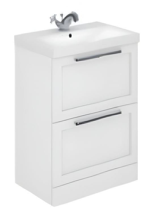 Nuie Halite Caralis Waterproof Floor Standing 600/800mm 2 Drawer Satin White