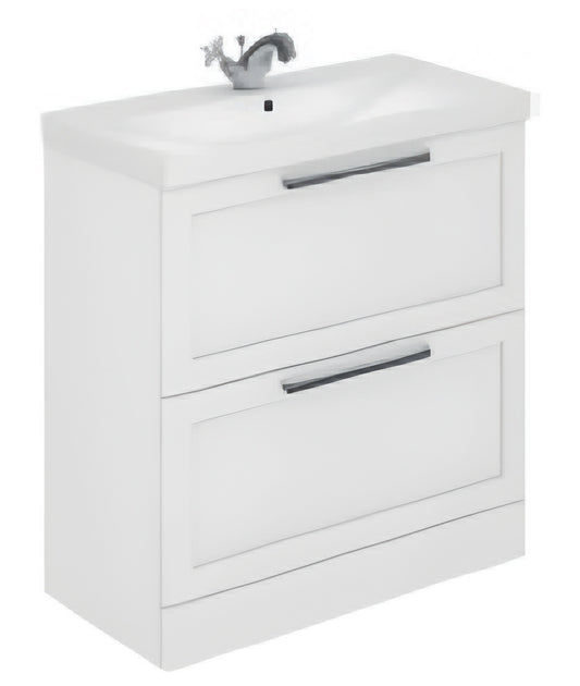 Nuie Halite Caralis Waterproof Floor Standing 600/800mm 2 Drawer Satin White