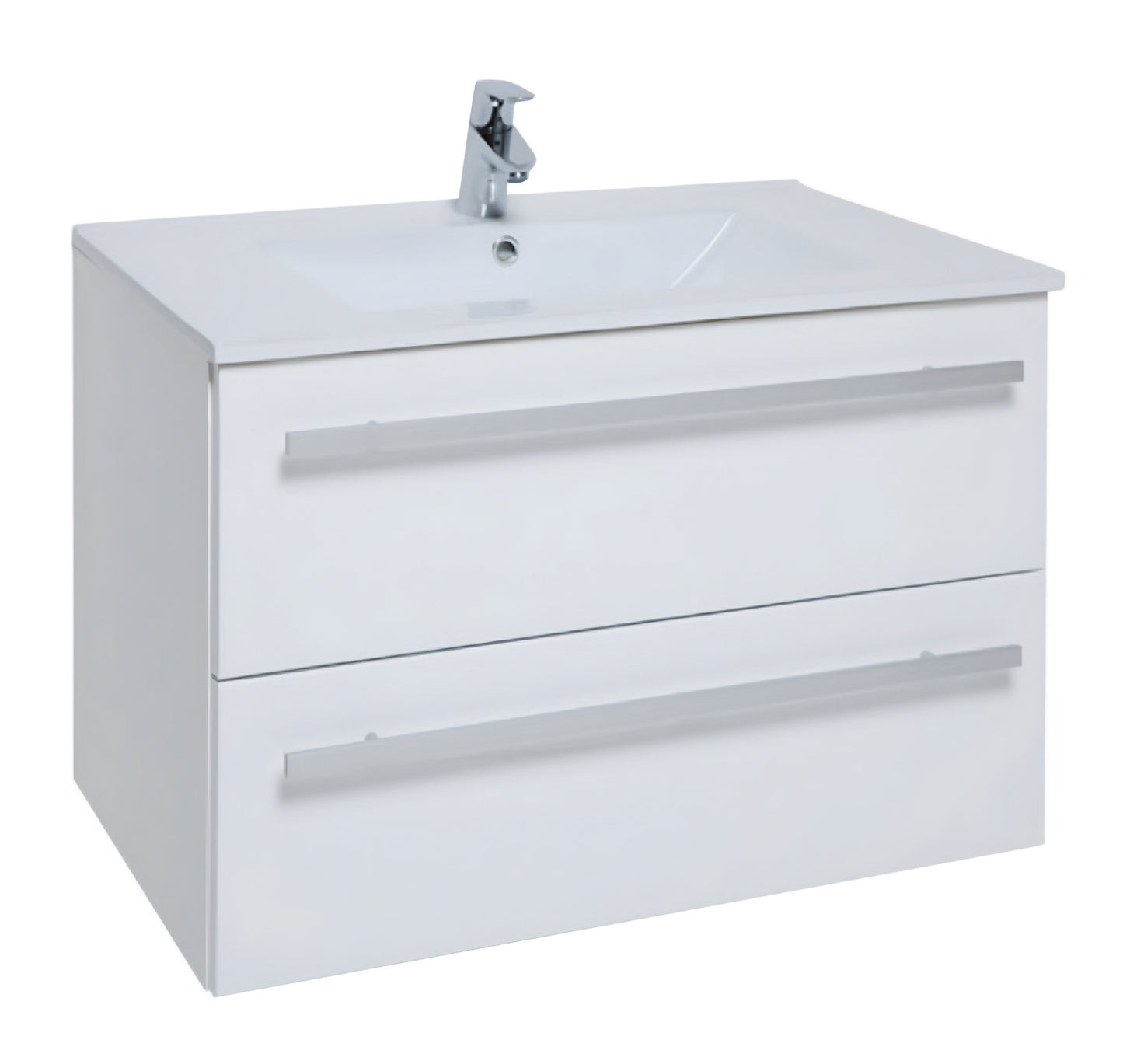 K Vit Purity 800mm Wall Mounted 2 Drawer Unit & Ceramic Basin - White
