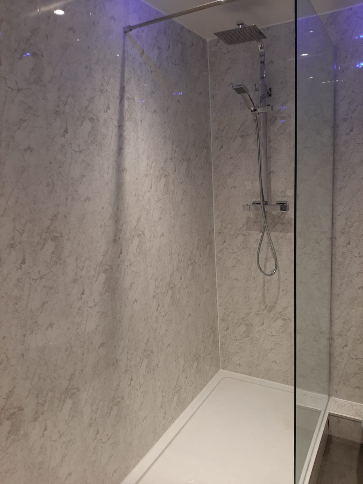 Grey Marble Shower Suite, Wall Panels, Ceiling, etc. 😲