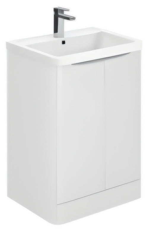 Nuie Halite Larisa Waterproof Floor Standing 600mm 2 Door Satin White