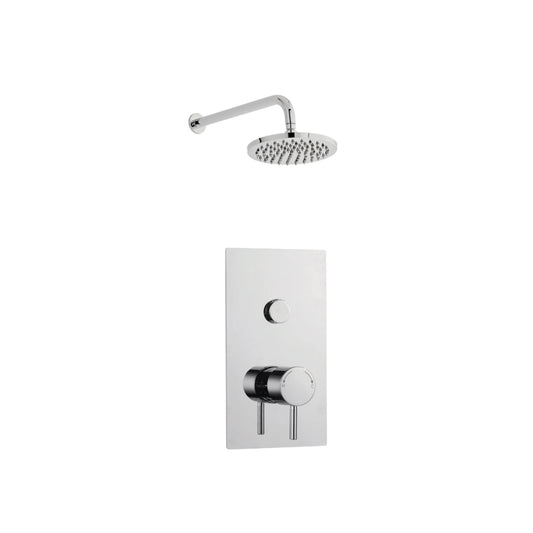 Plan Option 9 Single Round Push Button Thermostatic Concealed Shower with Fixed Overhead Drencher