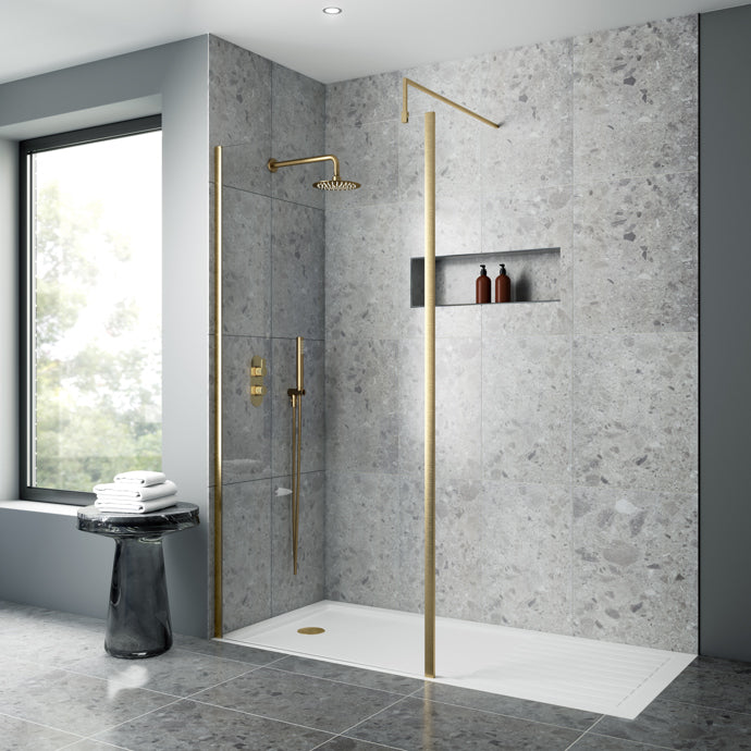 Nuie Brushed Brass Outer Frame Wetroom Screens