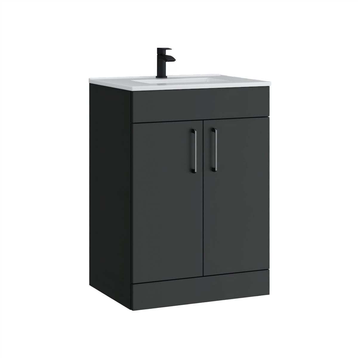 K Vit Dove 500/600mm Floor Standing 2 Door Unit & Ceramic Basin Matt Anthracite