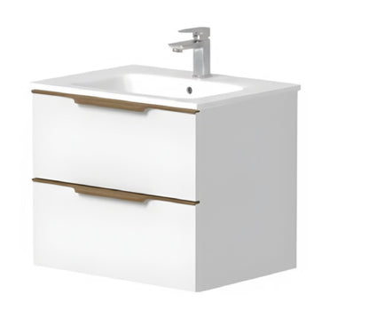 Alan T. Carr 600mm Aspen White Wall Hung 2 Drawer Unit & Basin