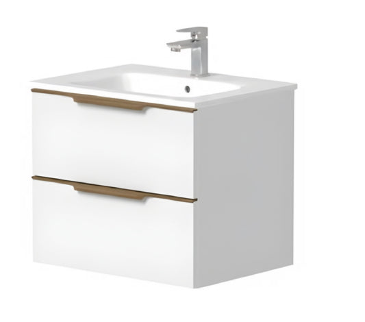 Alan T. Carr 600mm Aspen White Wall Hung 2 Drawer Unit & Basin