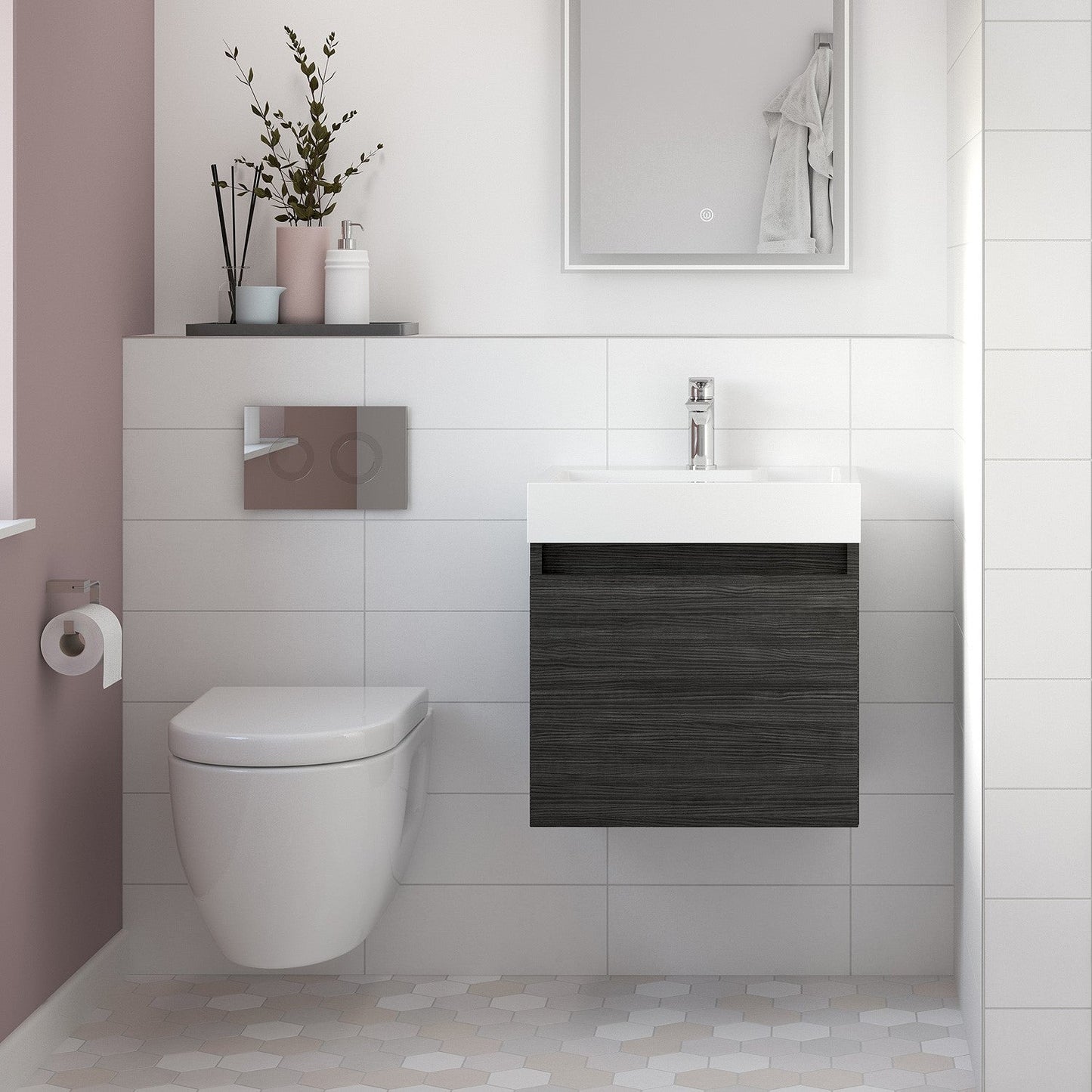 Merit Slimline 500mm Wall Hung Vanity and Basin